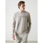Lcwaıkıkı Classic Bej Bisiklet Yaka Uzun Kollu Baskılı Erkek Sweatshirt