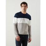 Lcwaıkıkı Classic Bej Bisiklet Yaka Uzun Kollu Renk Bloklu Erkek Sweatshirt