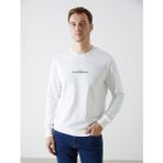 Lcwaıkıkı Classic Beyaz Bisiklet Yaka Uzun Kollu Baskılı Erkek Sweatshirt