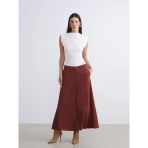 Lcwaıkıkı Classic Bordo Loose Fit A Kesim Müslin Etek