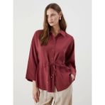 Lcwaıkıkı Classic Bordo Oversize Modal Karışımlı Kadın Gömlek - 42