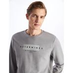 Lcwaıkıkı Classic Gri Bisiklet Yaka Uzun Kollu Baskılı Erkek Sweatshirt