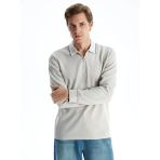 Lcwaıkıkı Classic Gri Polo Yaka Uzun Kollu Erkek Sweatshirt