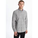 Lcwaıkıkı Classic Gri Regular Fit Uzun Kollu Ekose Gabardin Erkek Gömlek
