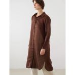 Lcwaıkıkı Classic Kahverengi %100 Keten Kadın Gömlek Tunik