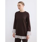 Lcwaıkıkı Classic Kahverengi Bisiklet Yaka Soft Touch Kadın Tunik