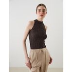 Lcwaıkıkı Classic Kahverengi Halter Yaka Dokulu Kadın Bluz