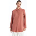 Lcwaıkıkı Classic Kiremit Düz Oversize Kadın Gömlek Tunik - Kırmızı - 36
