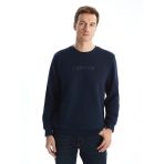 Lcwaıkıkı Classic Lacivert Bisiklet Yaka Uzun Kollu Baskılı Erkek Sweatshirt