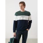 Lcwaıkıkı Classic Lacivert Bisiklet Yaka Uzun Kollu Renk Bloklu Erkek Sweatshirt