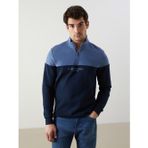 Lcwaıkıkı Classic Lacivert Dik Yaka Uzun Kollu Renk Bloklu Erkek Sweatshirt
