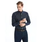 Lcwaıkıkı Classic Lacivert Regular Fit Uzun Kollu Çizgili Erkek Gömlek