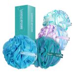 LCZLBath Kabak Sünger Banyo Peeling Vücut Geri Scrubber Duş Puf Eksfoliyatör Yıkama Sünger Puflar Duş Topu Banyo Aksesuarları 75g XL Loofa 4'lü Set Çiçek