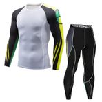 LDLXDR Erkek spor külotlu çorap, uzun kollu spor ve fitness tişörtleri, hızlı kurur, yüksek esneklik, nefes alır, beyaz-3,3XL