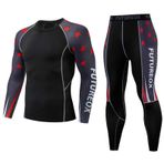 LDLXDR Erkekler için spor külotlu çorap, uzun kollu spor fitness tişörtü, hızlı kurur, nefes alır, siyah-5, M