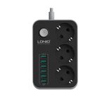Ldnio SE3631 6xUsb Çıkışlı 3'lü Akım Korumalı Priz 2 Metre Siyah
