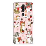 Le Balvo Oppo A5 2020 Uyumlu Çilekli Kediler Baskılı Silikon Kılıf