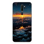 Le Balvo Oppo A5 2020 Uyumlu Gün Batımı ve Ay Baskılı Silikon Kılıf