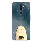 Le Balvo Oppo A5 2020 Uyumlu Kahveci Beyaz Kedir Baskılı Silikon Kılıf
