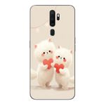 Le Balvo Oppo A5 2020 Uyumlu Kalpli Beyaz Kediler Baskılı Silikon Kılıf