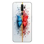 Le Balvo Oppo A5 2020 Uyumlu Kırmızı Mavi Kelebek Baskılı Silikon Kılıf