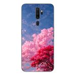 Le Balvo Oppo A5 2020 Uyumlu Kırmızı Pembe Ağaçlar Baskılı Silikon Kılıf