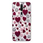 Le Balvo Oppo A5 2020 Uyumlu Kırmızı ve Pembe Kalpler Baskılı Silikon Kılıf
