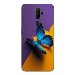 Le Balvo Oppo A5 2020 Uyumlu Mavi Kelebek Baskılı Silikon Kılıf