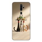 Le Balvo Oppo A5 2020 Uyumlu Neşeli Kedi Ailesi Baskılı Silikon Kılıf