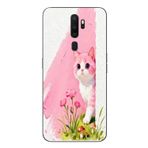 Le Balvo Oppo A5 2020 Uyumlu Pembeli Kedi Baskılı Silikon Kılıf