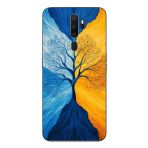 Le Balvo Oppo A5 2020 Uyumlu Sarı Mavi Ağaç Baskılı Silikon Kılıf