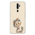 Le Balvo Oppo A5 2020 Uyumlu Sevimli Çiçekli Kedi Baskılı Silikon Kılıf
