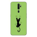 Le Balvo Oppo A5 2020 Uyumlu Tutunan Kedi Baskılı Silikon Kılıf
