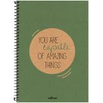 Le Color 2015075/3 Yeşil Eco Kraft Spiralli 17x24 Düz Defter