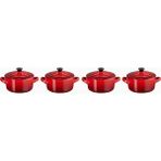 Le Creuset 4’lü Lüks Tasarım Mini Seramik Tencere Seti 250 ml - Kırmızı
