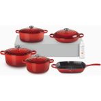 Le Creuset 5 Parça Döküm Tencere Seti - Kırmızı