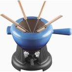 Le Creuset 6 Kişilik Lüks Döküm Fondü Seti - Mavi