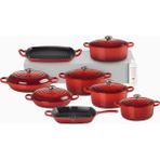 Le Creuset 8 Parça Döküm Profesyonel Tencere-Tava Seti - Kırmızı