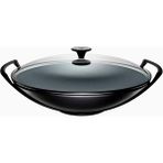 Le Creuset Döküm Wok Tava Cam Kapaklı 36 cm - Siyah