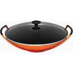 Le Creuset Döküm Wok Tava Cam Kapaklı 36 cm - Turuncu