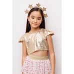 Le Mabelle Altın Pullu Kız Çocuk Crop Bluz