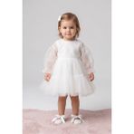 Le Mabelle Ekru Kelebek Kanatlı Kız Bebek Elbise - Kate - 1 Yaş