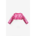 Le Mabelle Fuşya Uzun Kollu Pullu Kız Çocuk Crop Bluz