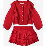 Le Mabelle Kırmızı Fırfır Detaylı Kız Çocuk Gömlek Etek Takım - Desire - 8 Yaş