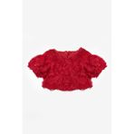 Le Mabelle Kırmızı Kısa Kollu Gül Aplike Detaylı Kız Çocuk Crop Bluz - Millie