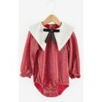 Le Mabelle Kırmızı Yaka Detaylı Simli Kız Bebek Tulum - Bailey - 3 - 6 Ay - 00-Kırmızı