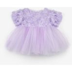 Le Mabelle Lila Gül Detaylı Kız Bebek Elbise - Elina - 01P-Pembe