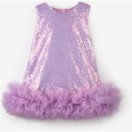 Le Mabelle Lila Pullu Etek Ucu Fırfır Detaylı Kız Çocuk Abiye Mezuniyet Elbisesi - Aurora - 01P-Pembe - 10 Yaş