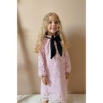 Le Mabelle Pembe Güpür Fiyonklu Kız Çocuk Elbise - Bessie - 01P-Pembe - 6 Yaş