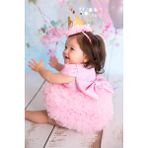 Le Mabelle Pembe Kısa Kollu Tütülü Bebek Prenses Elbise - Lina - 2 - 3 Yaş - 01P-Pembe